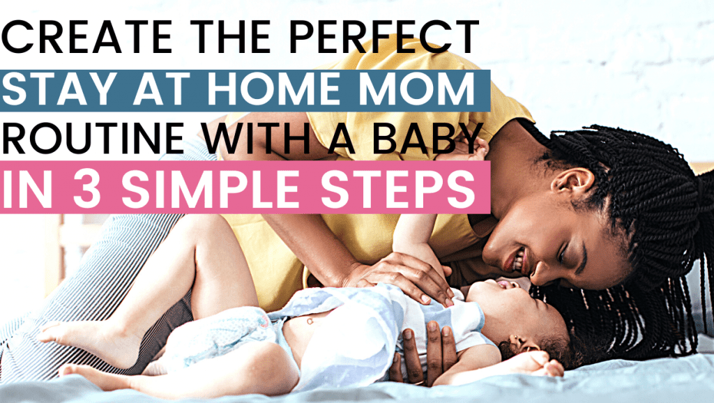 stay at home mom lying on bed with baby